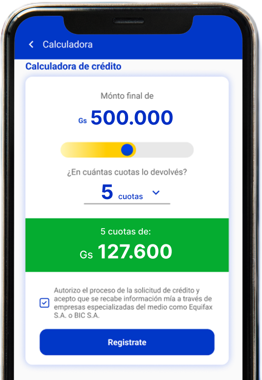 Simulador de minicréditos en la app de Crediagil